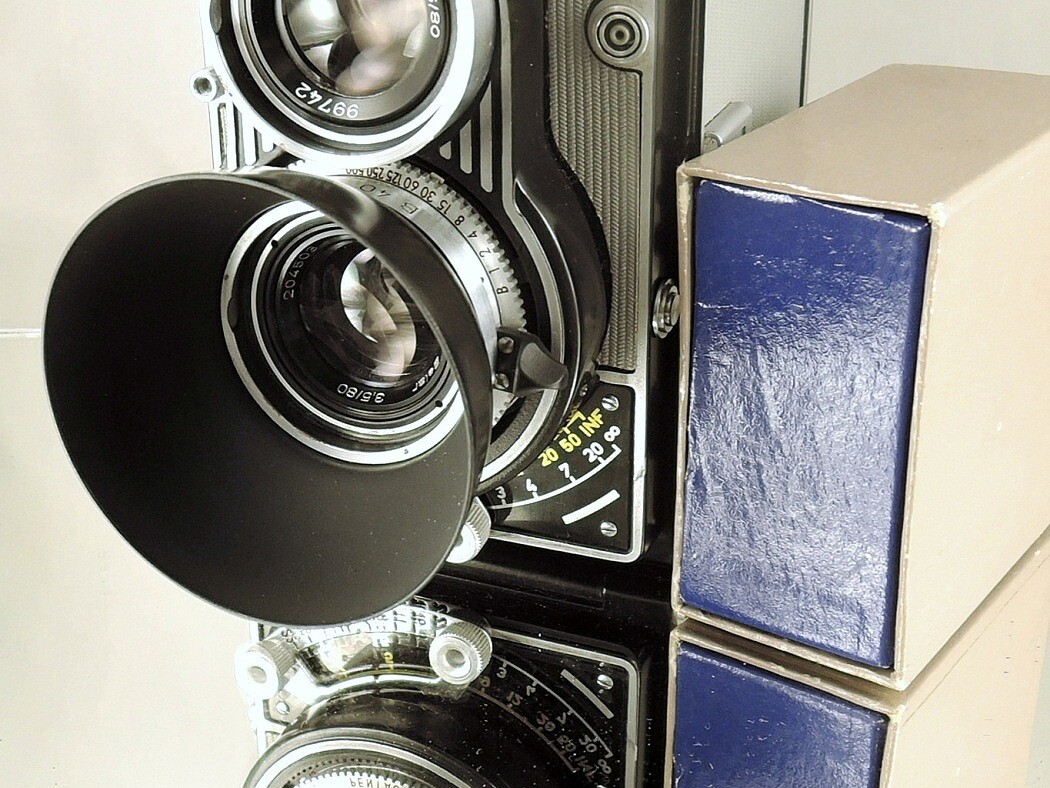 Shade hood Flexaret Meopta round bayonet B40 metal + Genuine box MINT +