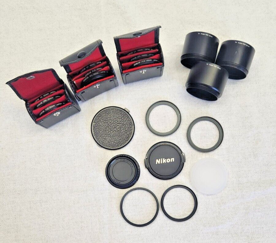 Vtg Lot Camera Lens Filters Zeikos Kodak 49mm 52mm Step Up Rings Old Photography
