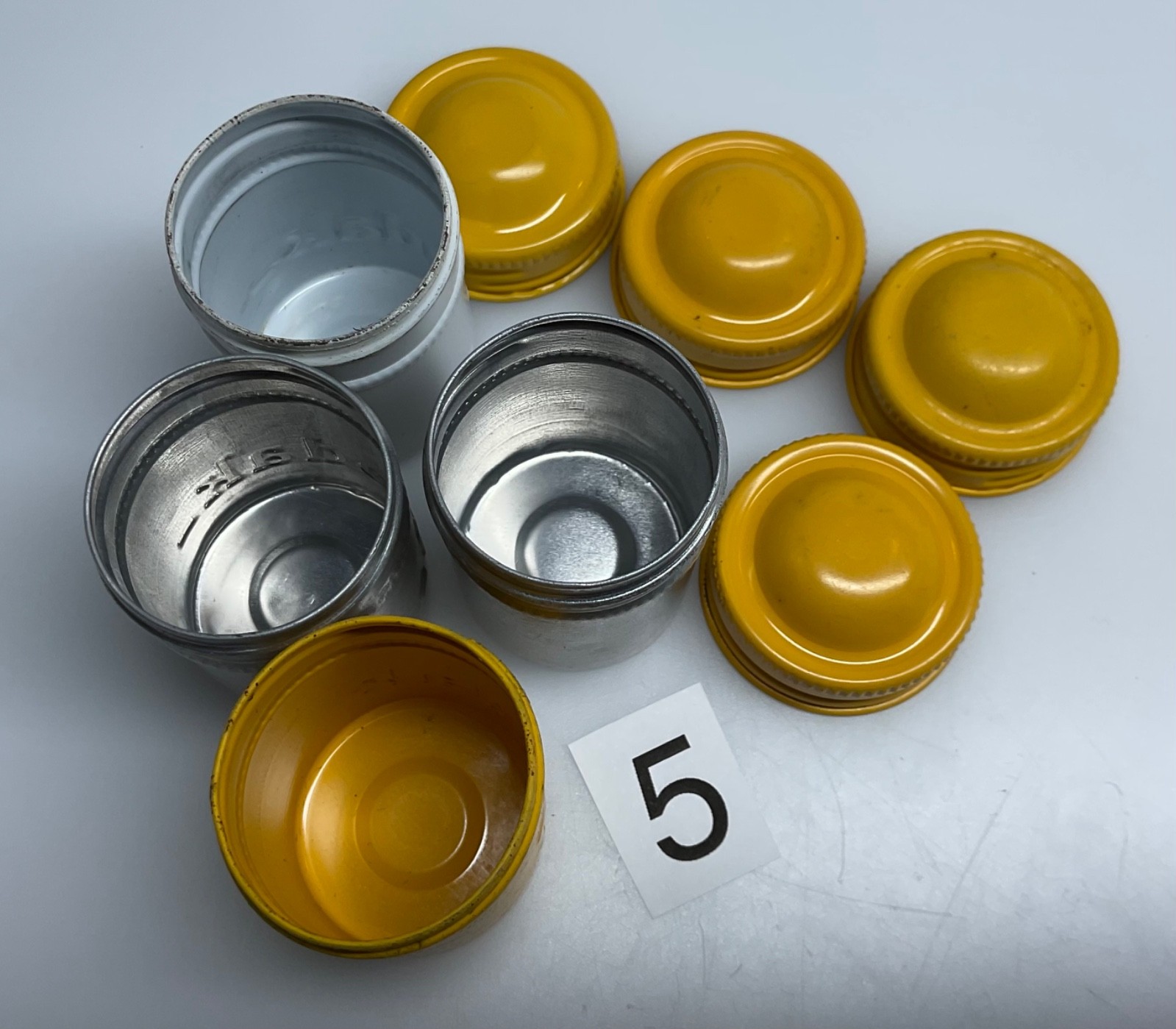 4 VTG Lot Kodak 35mm Film Roll Embossed Container Metal Tin Can Canister yellow
