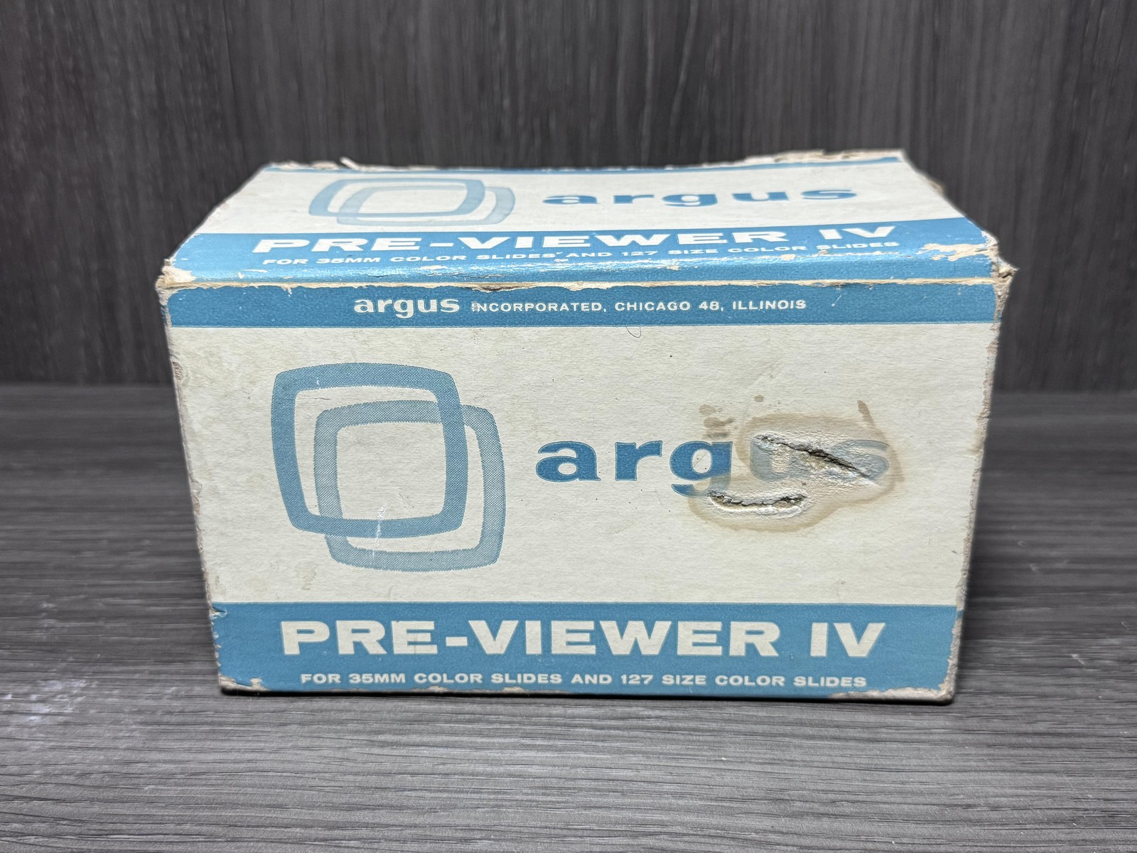 Vintage Argus Pre-Viewer IV Blue Slide Viewfinder 35mm 127 Color Slides USA