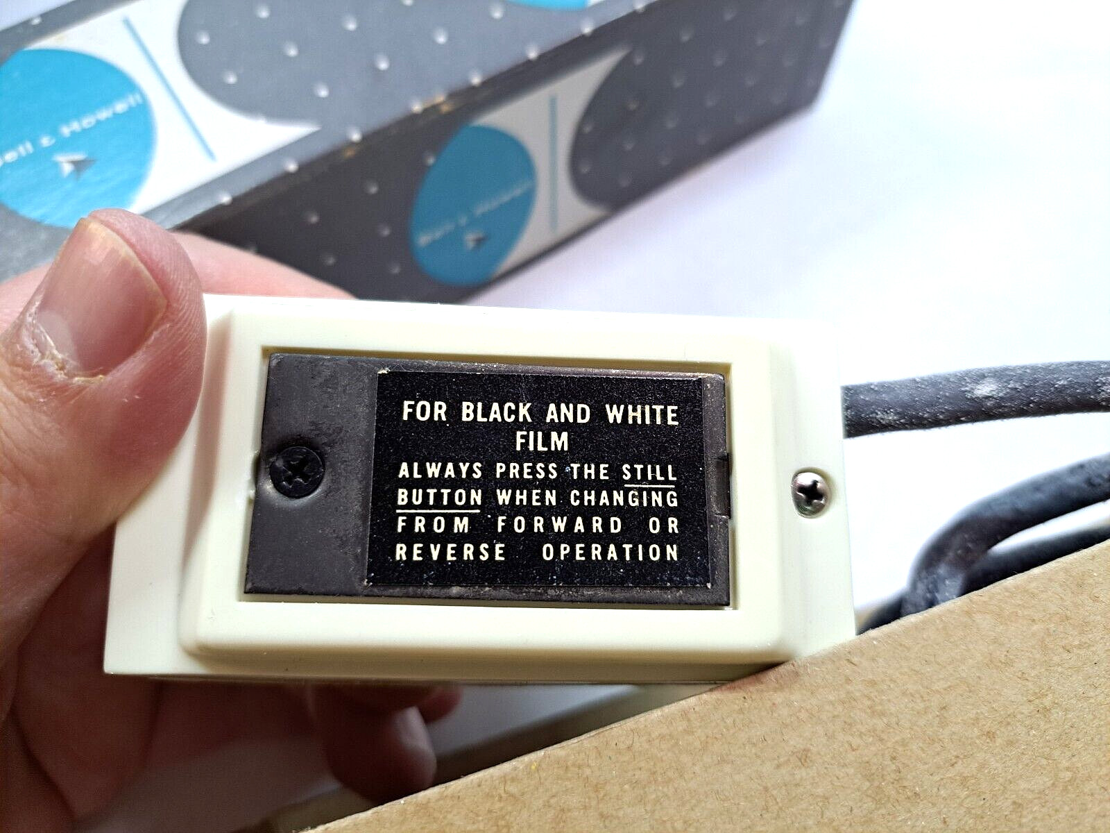 Bell & Howell Forward Reverse Still Remote for Black & White Movie Projector 8mm