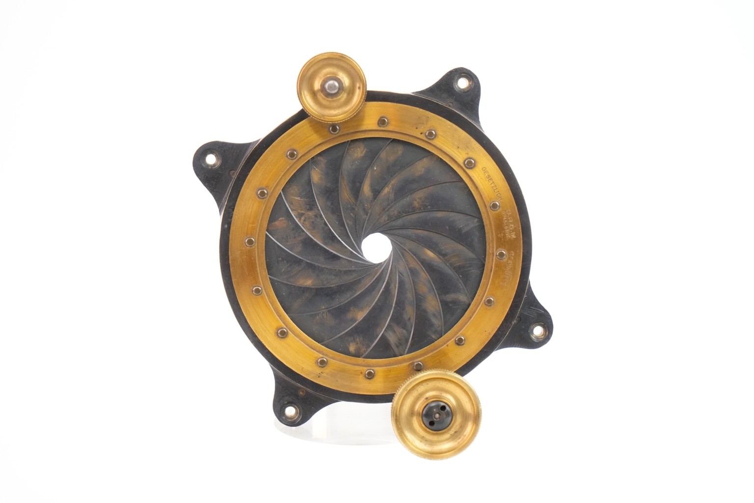 Iris ring for photographic lens attachment. Circa 1900.