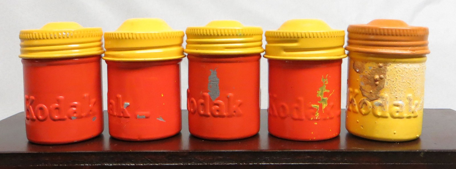 Rare Lot of 10 Multicolor Kodak 35mm Film Embossed Metal Tin Can Canisters VGC