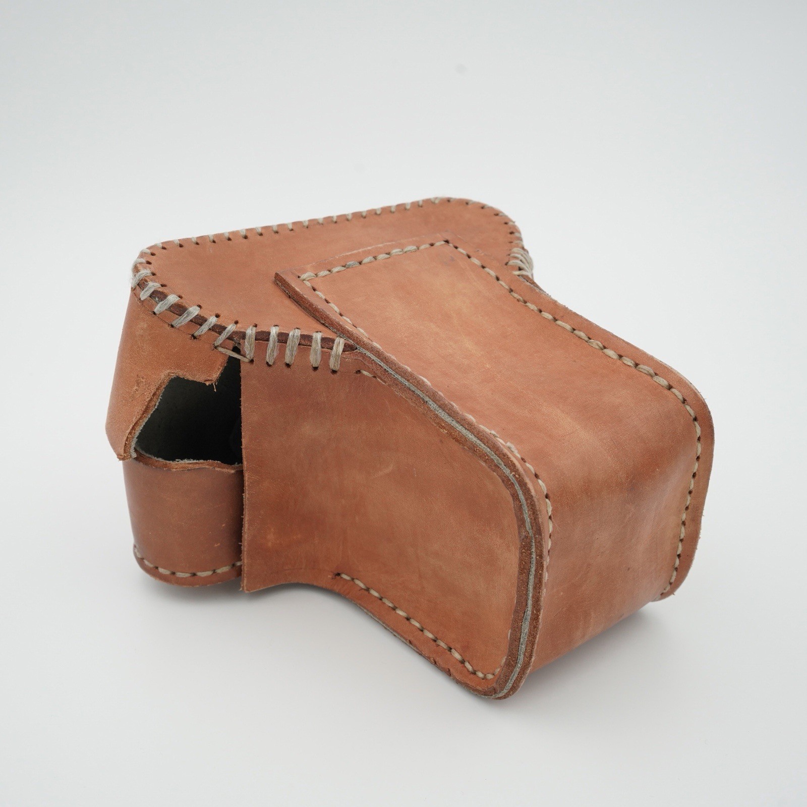 Hand Made Custom Leather Camera Case for Nikon FM2 & Lens w/ Snap Closure