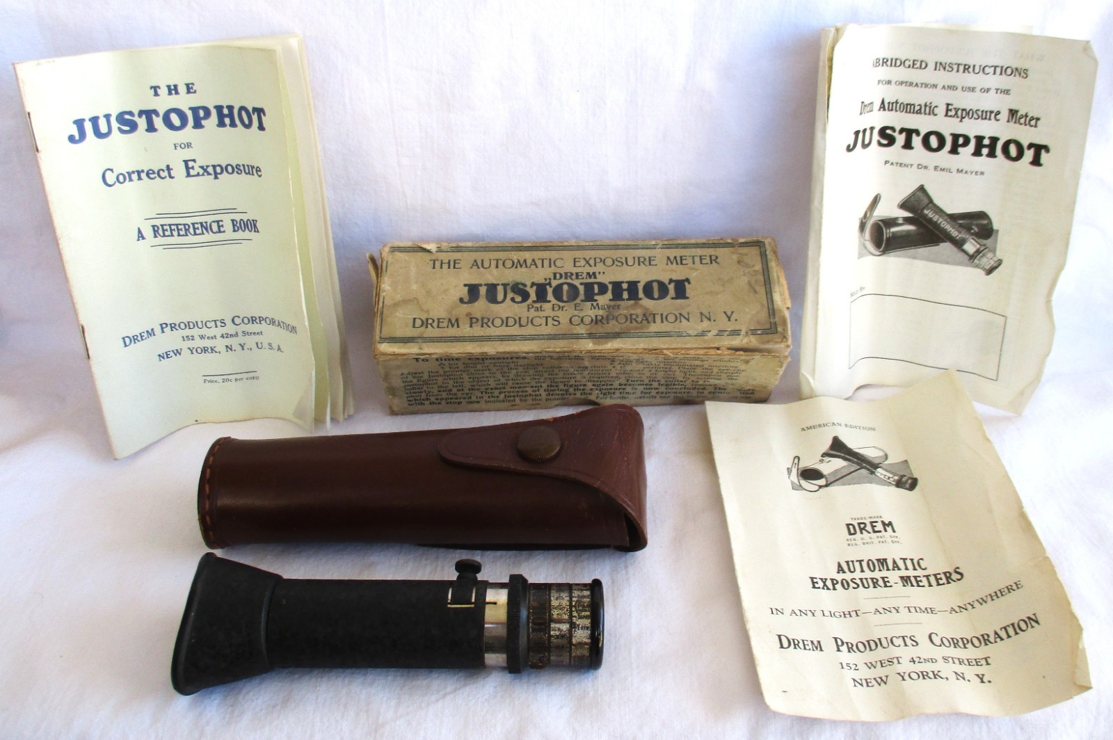 Vintage Drem Justophot Model 4 Automatic Exposure Meter in Box + Leather Case