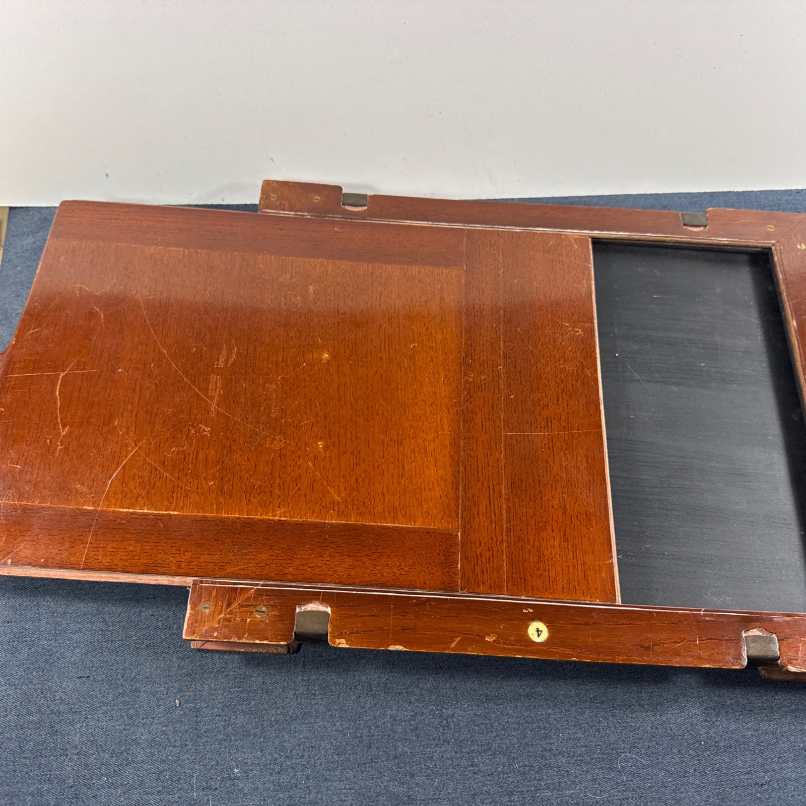 8×10 Double Sided Mahogany Book Style Glass Plate Holder Tailboard Wood Camera
