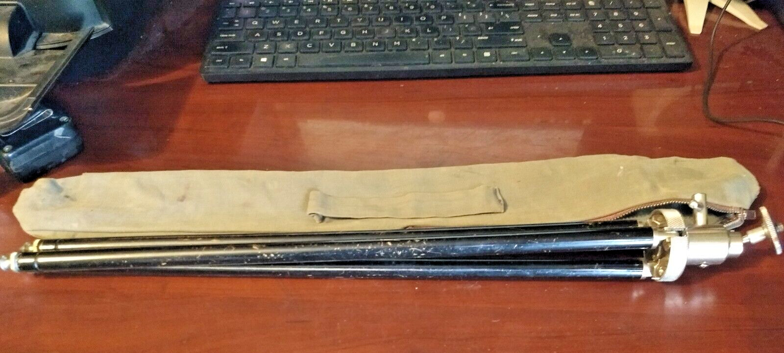 Vintage Lafayette Instrument Tripod With PanHead in Canvas Carry Bag made in USA
