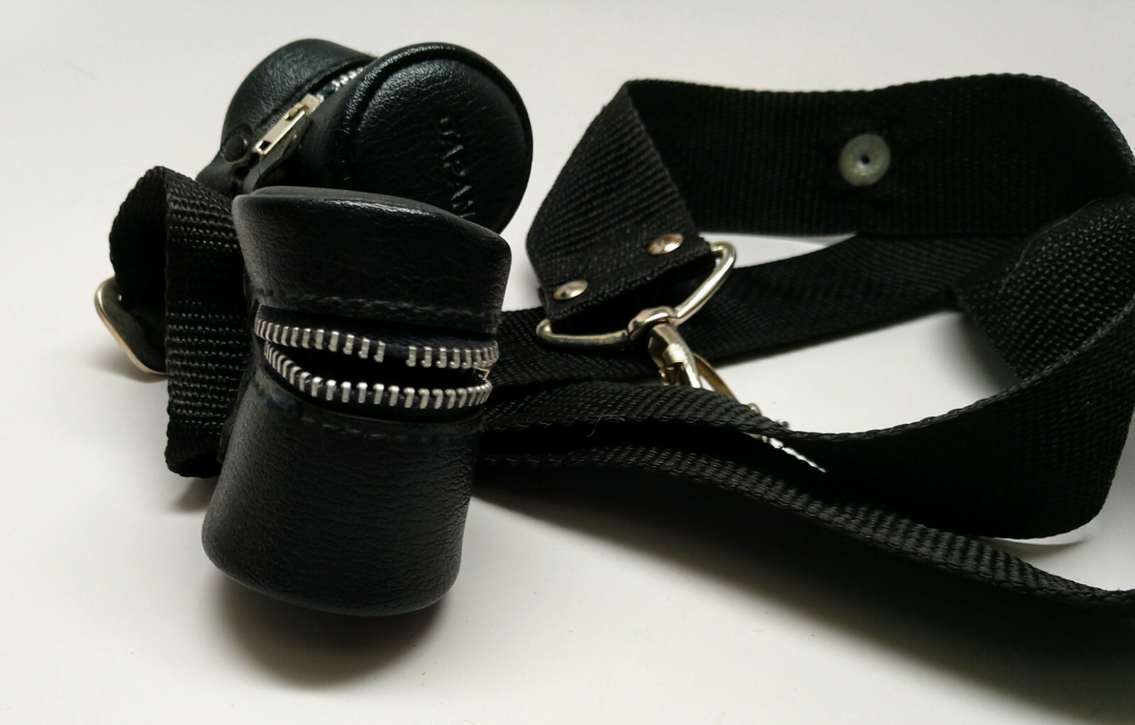 Set of Soligor Vintage 35mm Faux Leather Film Cases Black Zipper w/ Strap