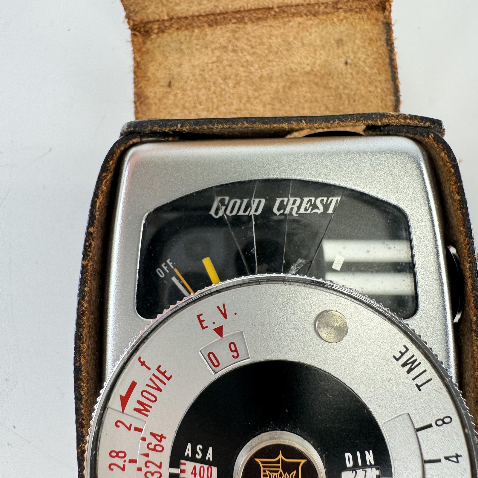 Vintage Gold Crest Light Meter Japan Analog Film Photography Exposure w/ Leather