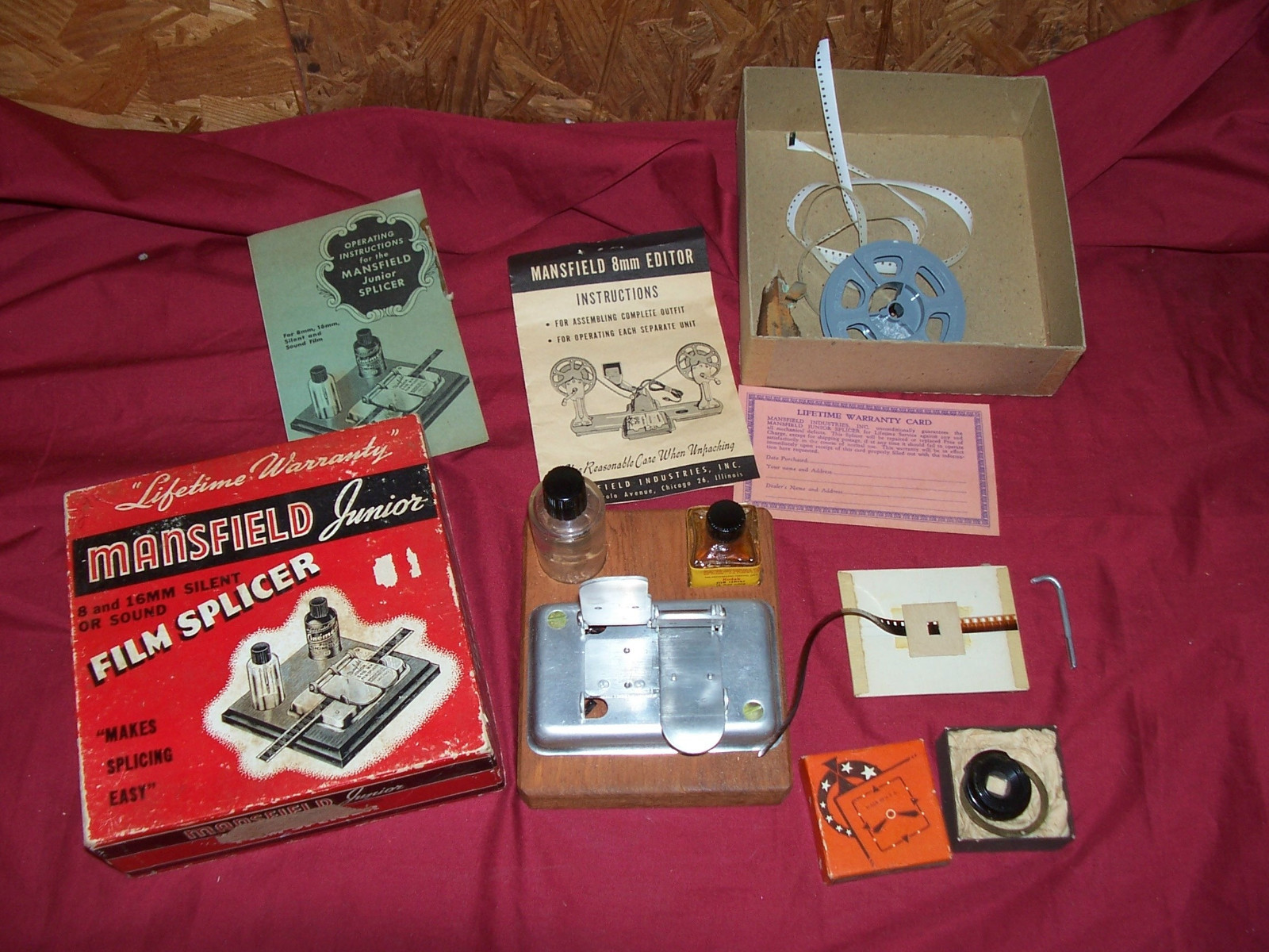 Old Mansfield Junior 8mm 16mm Silent & Sound Movie Film Splicer Splicing Vintage