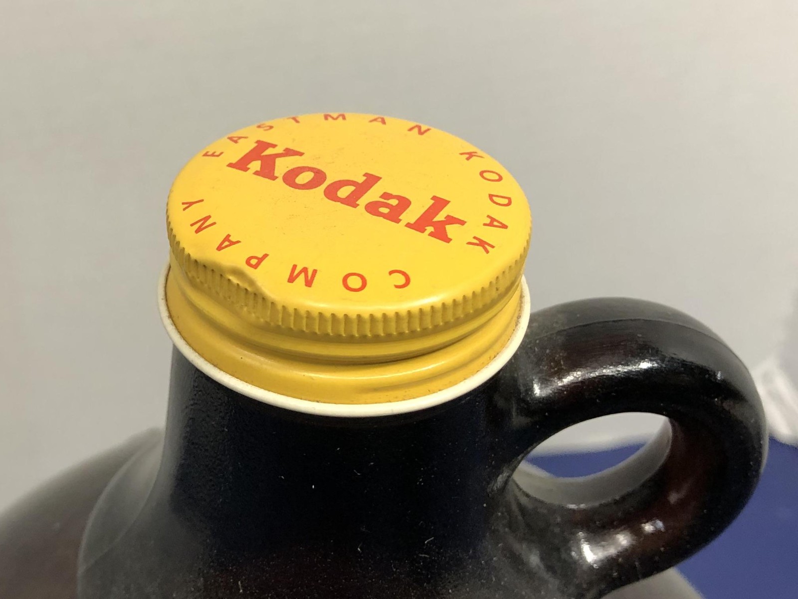 Kodak One Gallon Brown Amber Glass Bottle Jug vintage camera print flattening