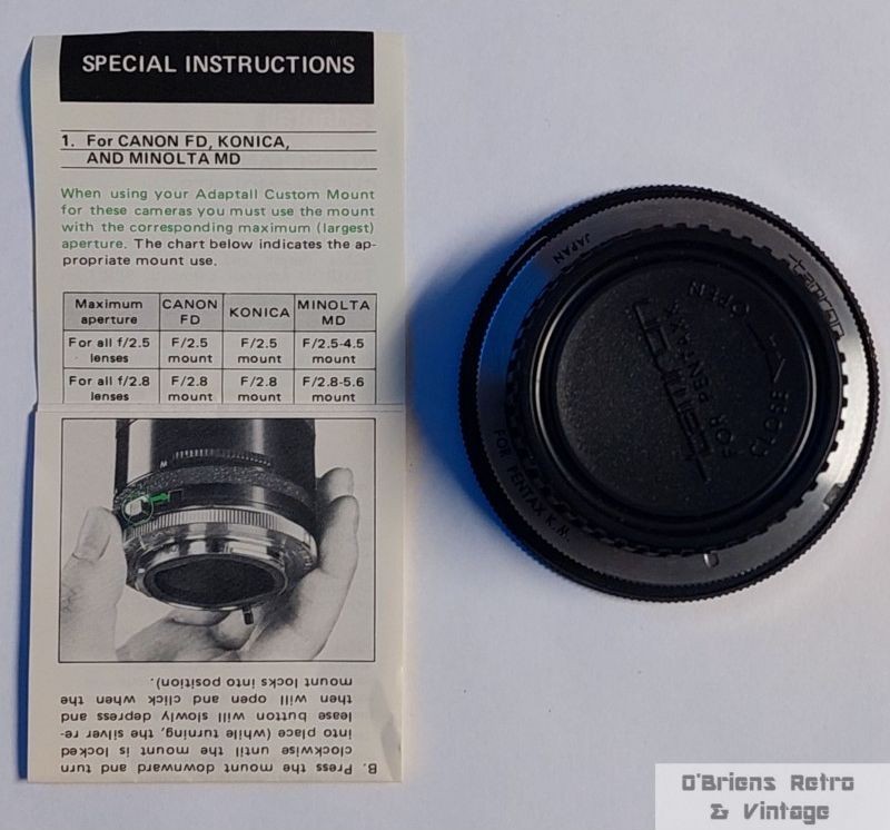 Tamron Adaptall‑2 Mount for Pentax K – With Box & Instructions – Japan