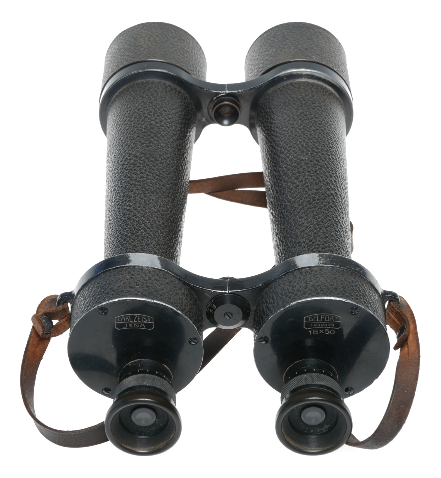 WWI Carl Zeiss Jena Delfort Binoculars 18×50 Original Leather Strap cased