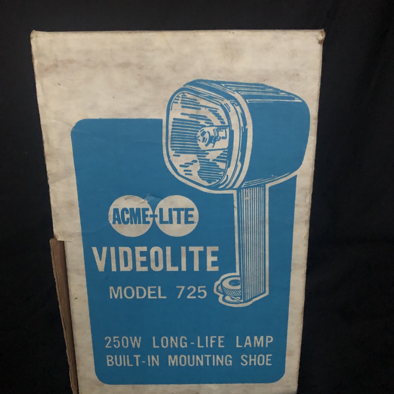 Acme-Lite Videolite Vintage movie light Model 725 250 Watt Lamp- w Mounting Shoe