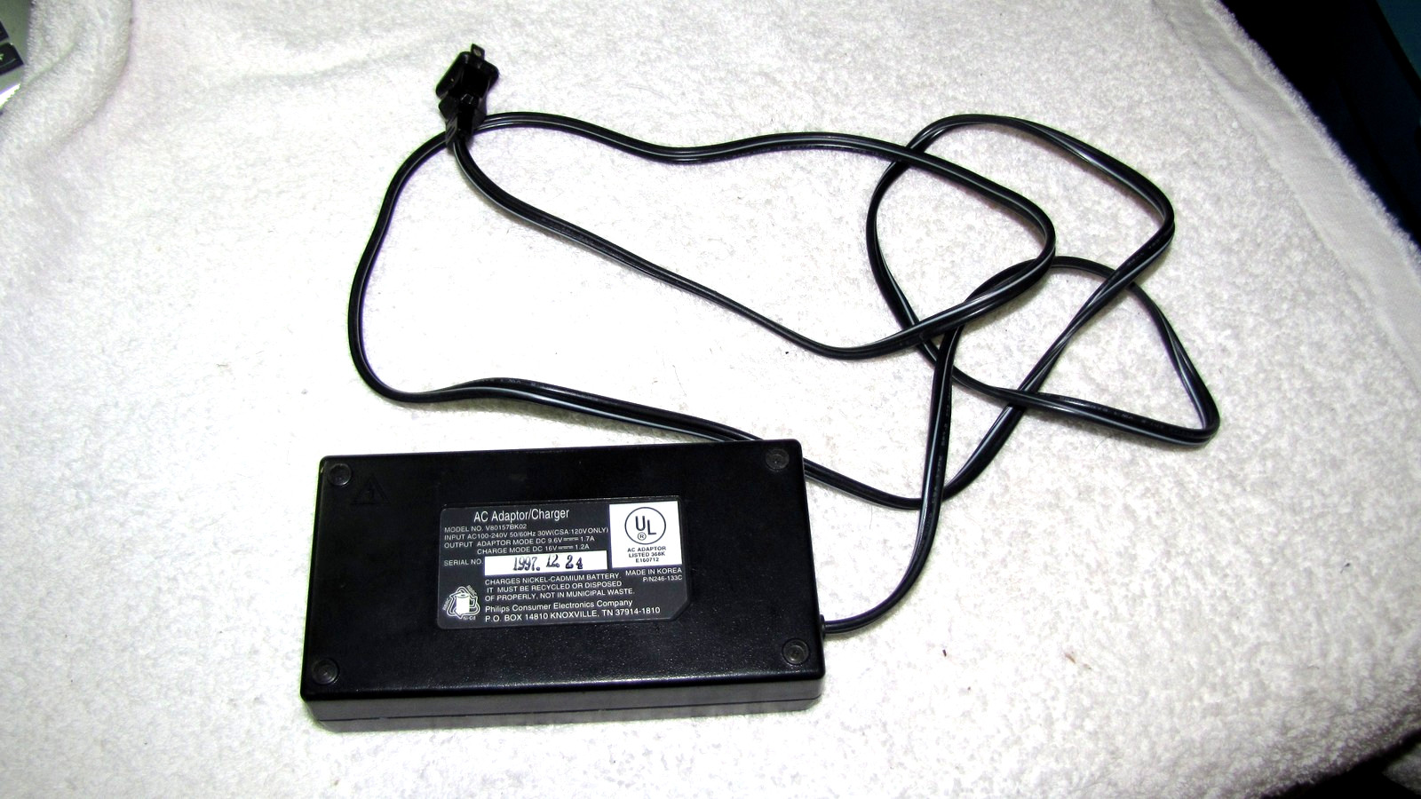 Vintage Camcorder Battery Charger AC/DC Adapter Philips Model V80157BK02,Works