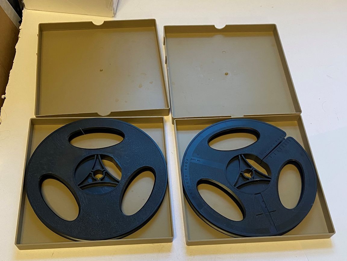 Lot of 2 Vtg Baia 8mm or Super 8 Film Reels w/Plastic Cases Hold 400 ft of Film