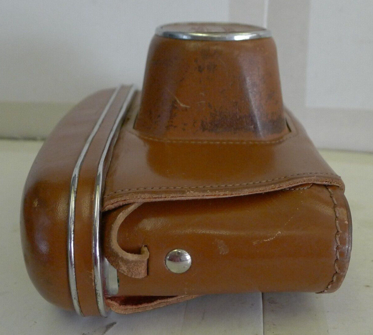 Russian Kiev 2-Part Brown Snap Close Fitted Leather Camera Case with Strap -Used