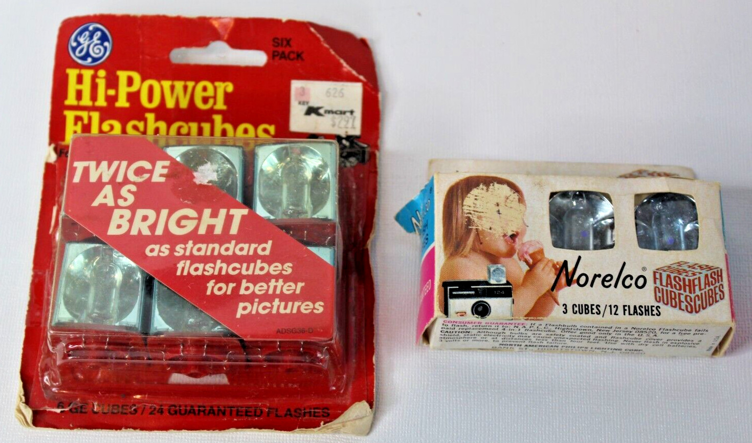 Lot 9 Vintage Flashcubes – In Packages -GE Hi-Power Norelco More