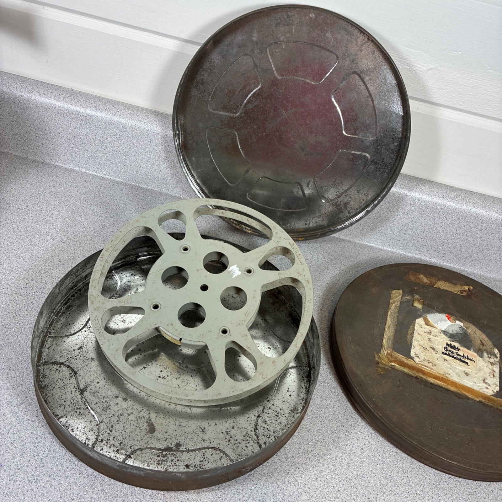 Vtg Eastman Kodak Metal Film Canister 35 Mm Movie Real Tins Goldberg Bros Reel