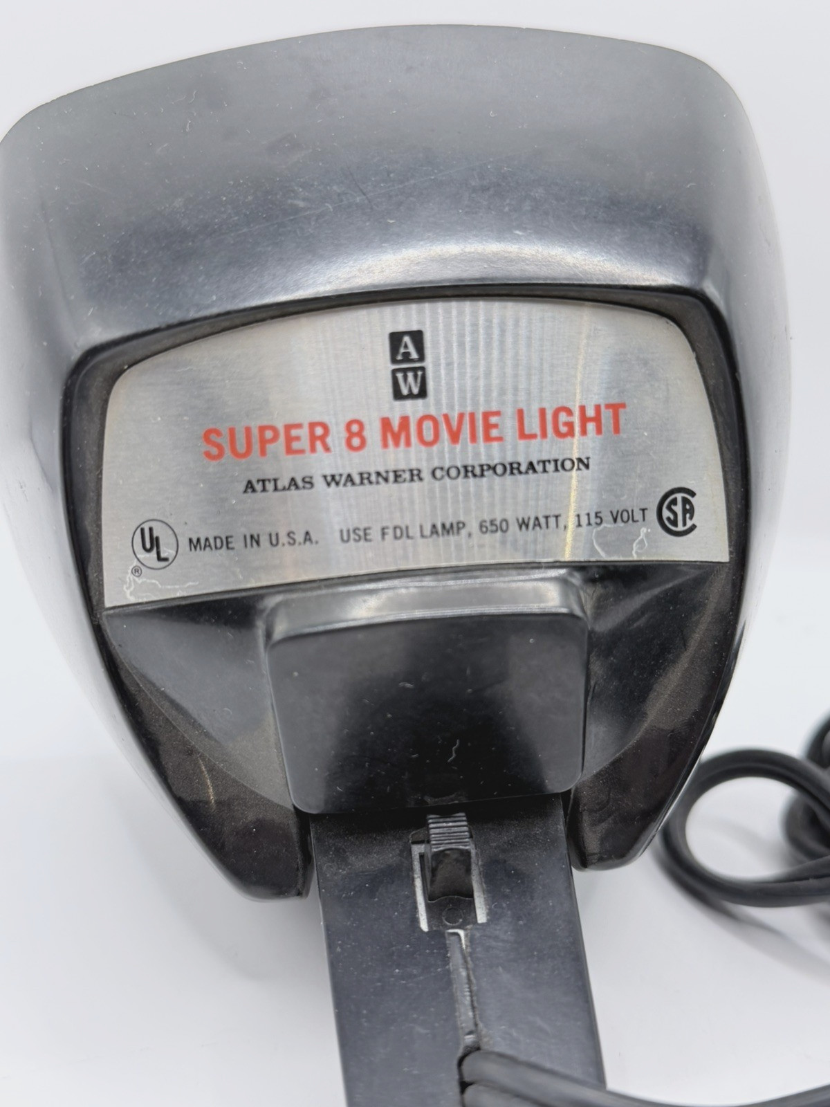 Vintage Atlas Warner Super 8 Movie Light Top Mount Camera Lamp 1960s Tested