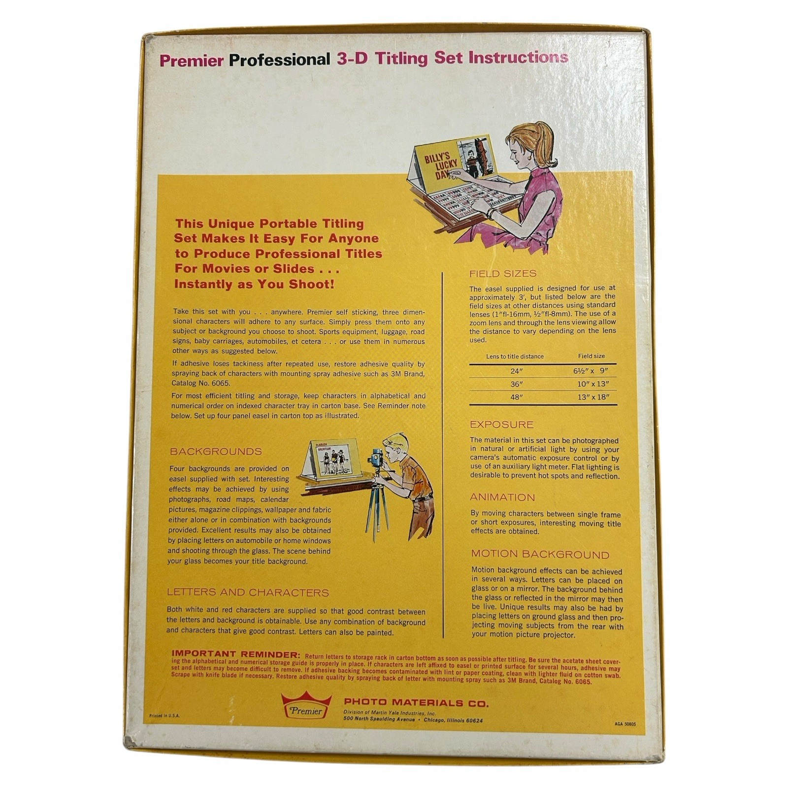 Premier Vintage Movie 3-D Titling Set For Home Movies And Slides
