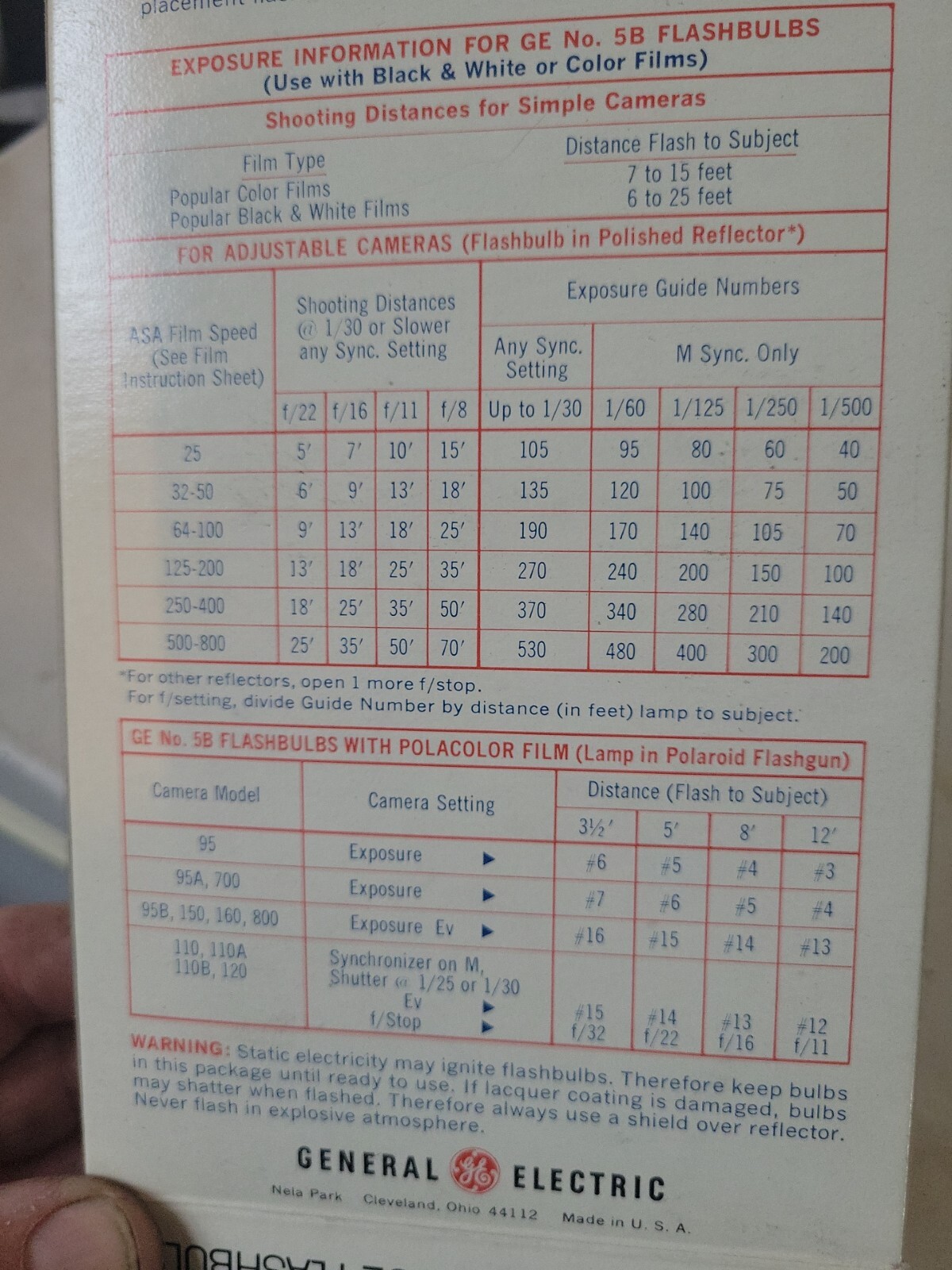 Vintage General Electric GE 5B Blue Camera Flash Bulbs 1 Box of 12 Bulbs