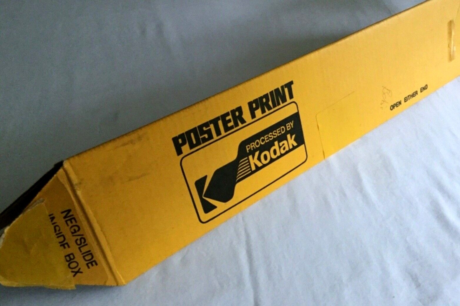 Vintage Kodak Poster Print Shipping Box – Triangular Cardboard – 21 1/2″ Long