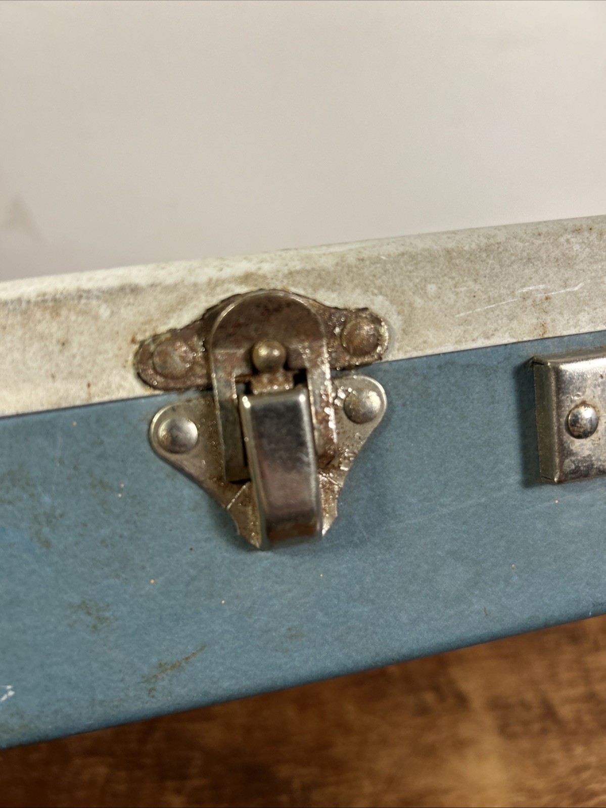 Vintage Metal Slide Storage Box Case 2” Slides Coins 17×10” No Handle No Divider