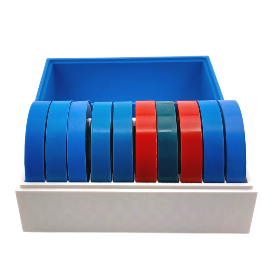 Super 8mm film reel storage box container holds 10 50ft reels Blue/White
