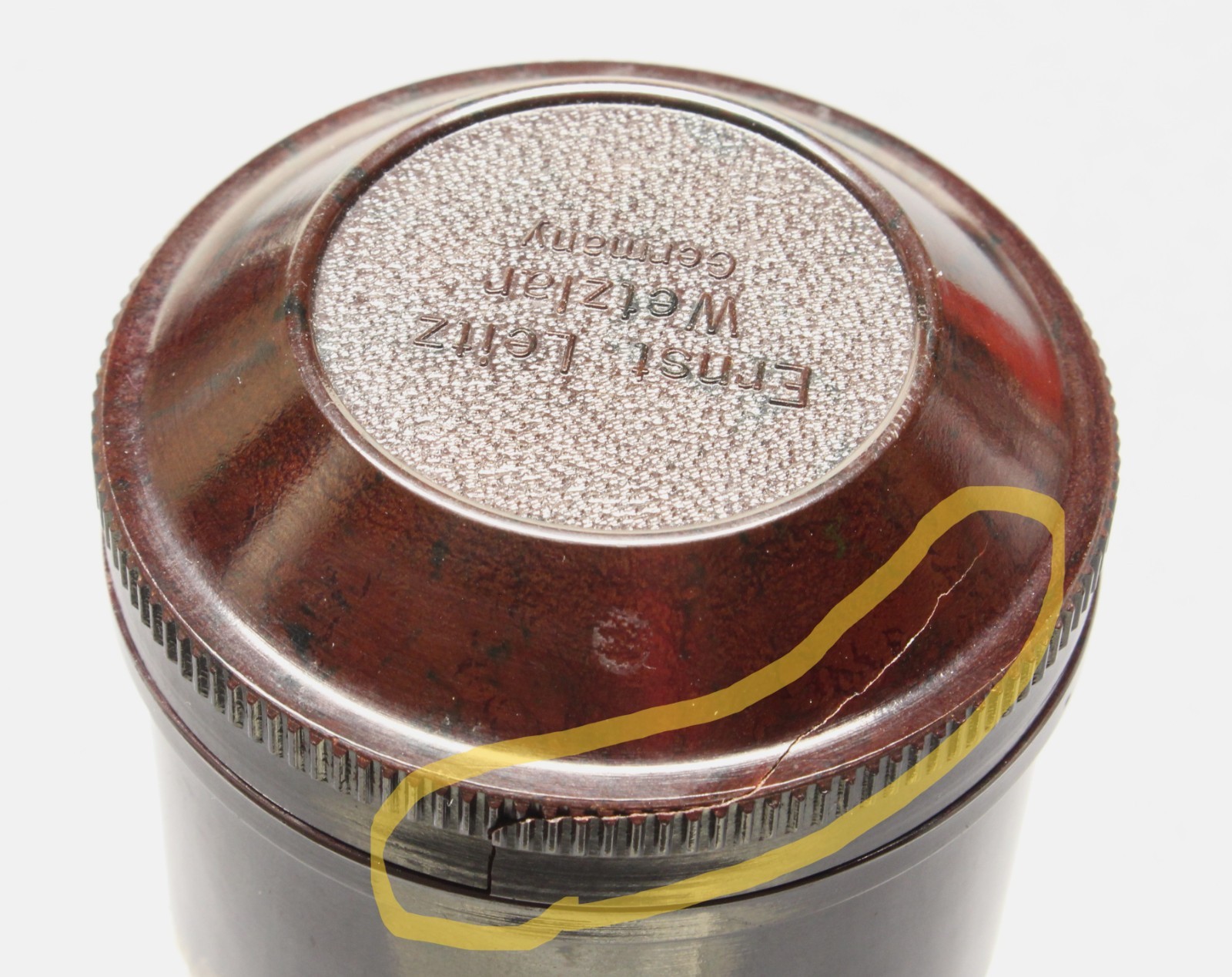 Leitz Wetzlar Dark Brown Bakelite Lens Case for Leica 5cm Elmar or Summar