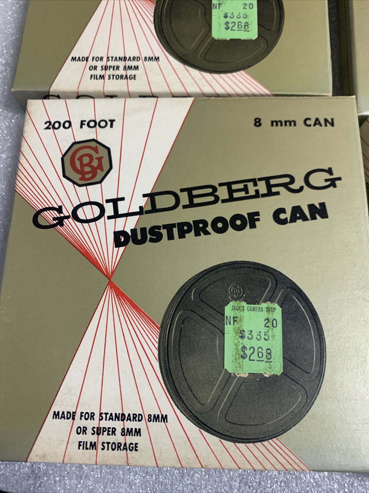 Lot of 8 Vintage Goldberg 200 Foot 8 MM Super 8 Dustproof Cans 2C8 NIB