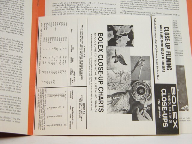 Original Vintage Factory BOLEX 8mm & 16mm CLOSE-UP Filming Technical BROCHURE