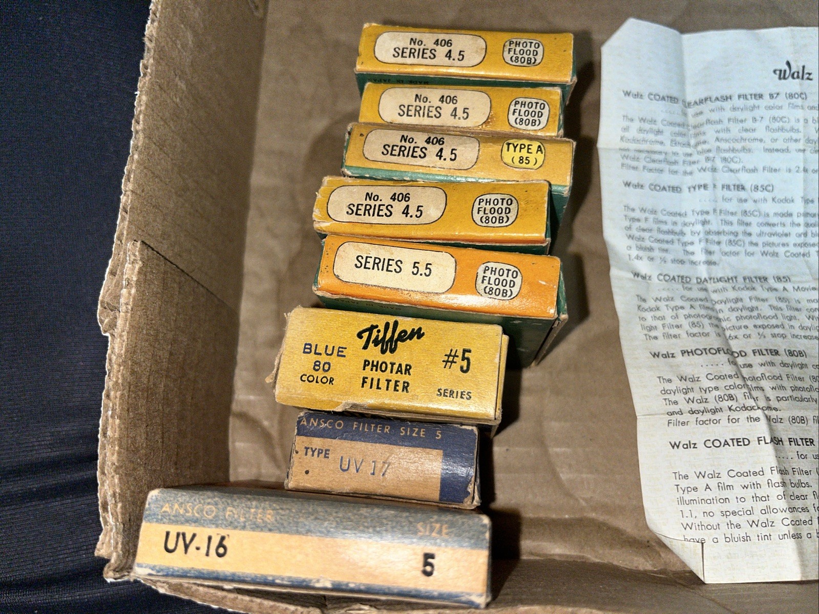 Vintage Walz Filter, Tiffen & Ansco Lens Filters-NOS-Mixed Lot of 8
