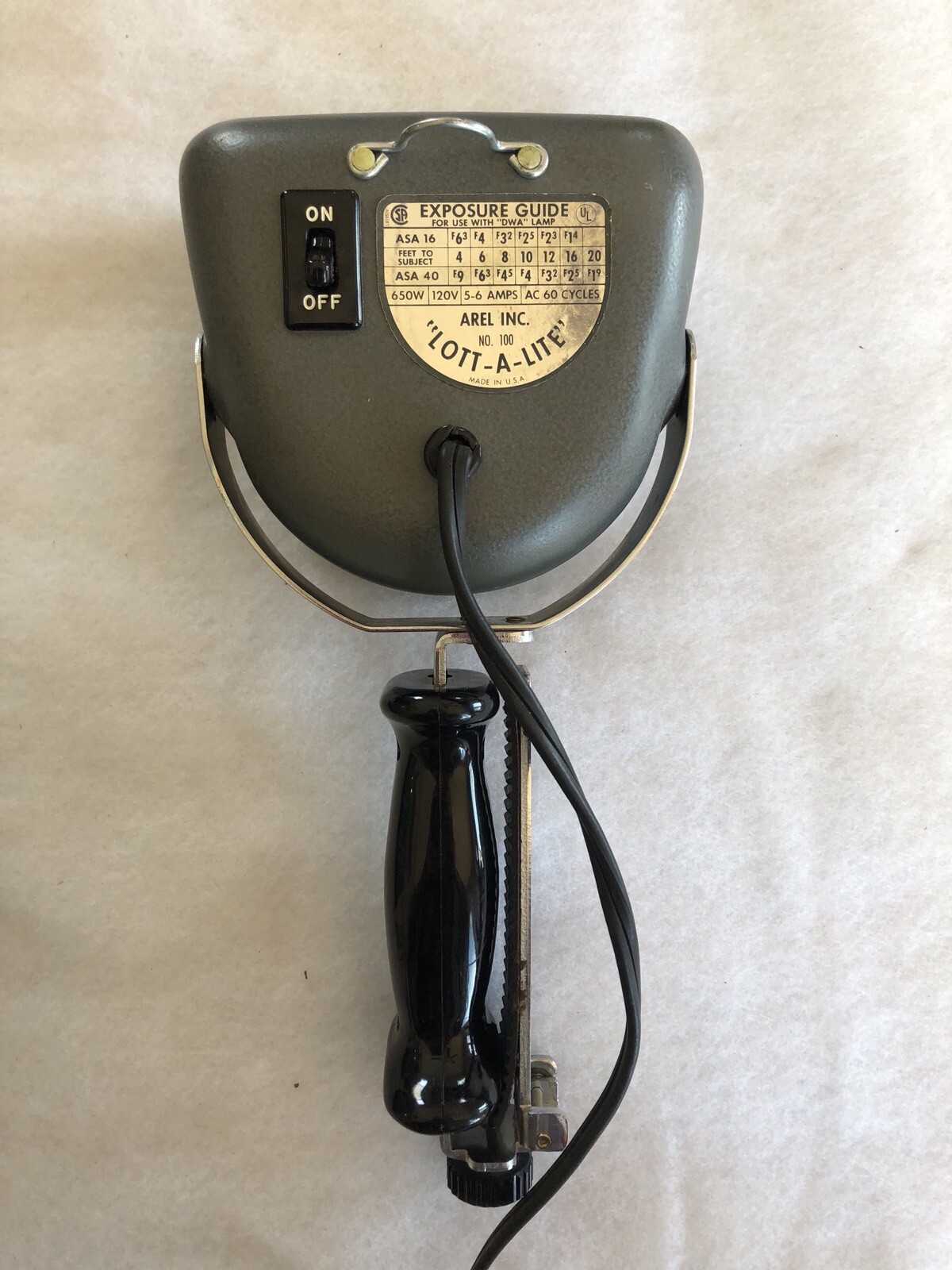 Vintage Lott A Lite Home Movie Lighting Sealed Beam GE Uniflood Lamp