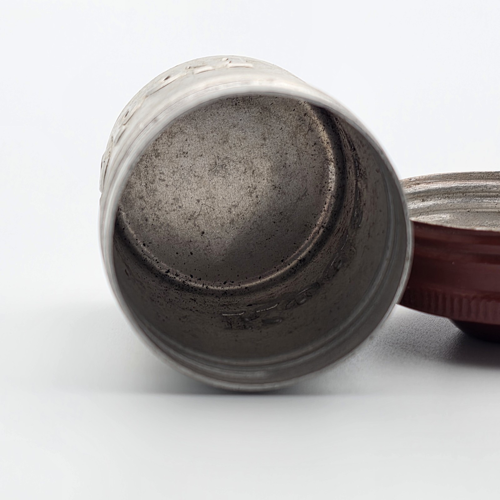 Antique Kodak Aluminum Film Canister Silver Red Early Photography Memorabilia