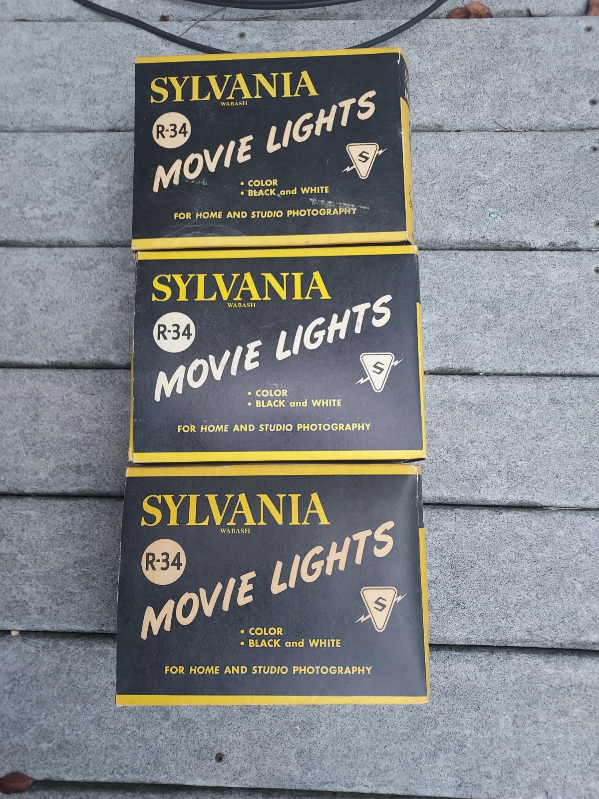 5 Vintage Sylvania Movie Lights R-34 In Original Packaging Tested All Work