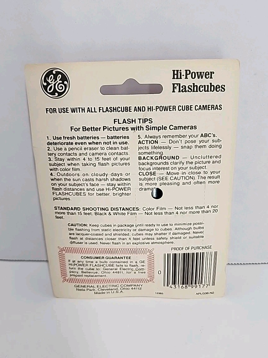GE General Electric Hi-Power Flashcubes Flash Cubes 6-Pack NEW Sealed