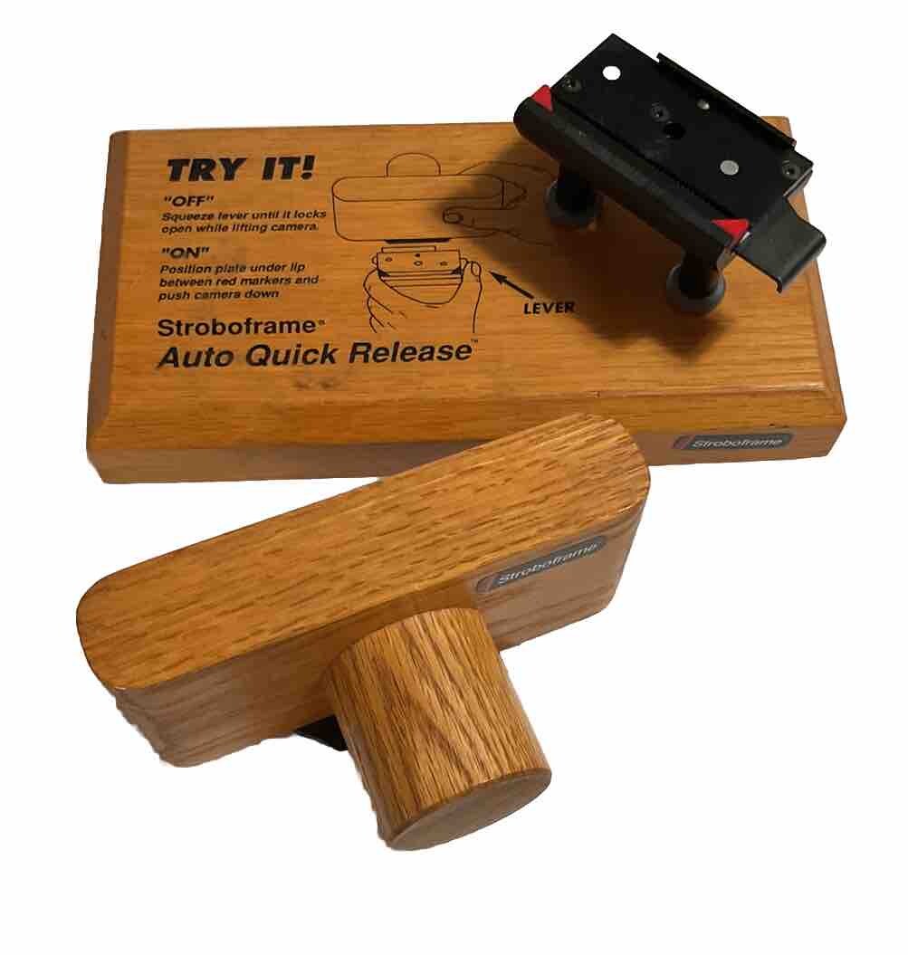 RARE Wooden Camera Salesman Sample Stroboframe Quick Release Set