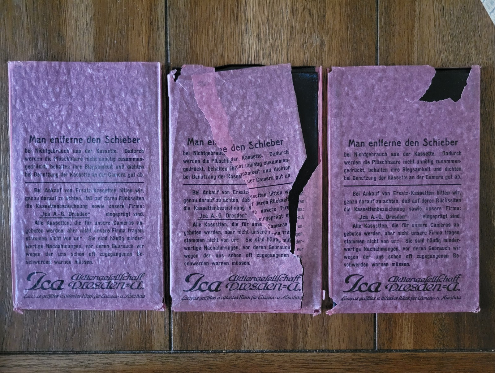 Ica AG Dresden Photgraphic Plate Cartridges – Early, Numbered Set of 3 in…