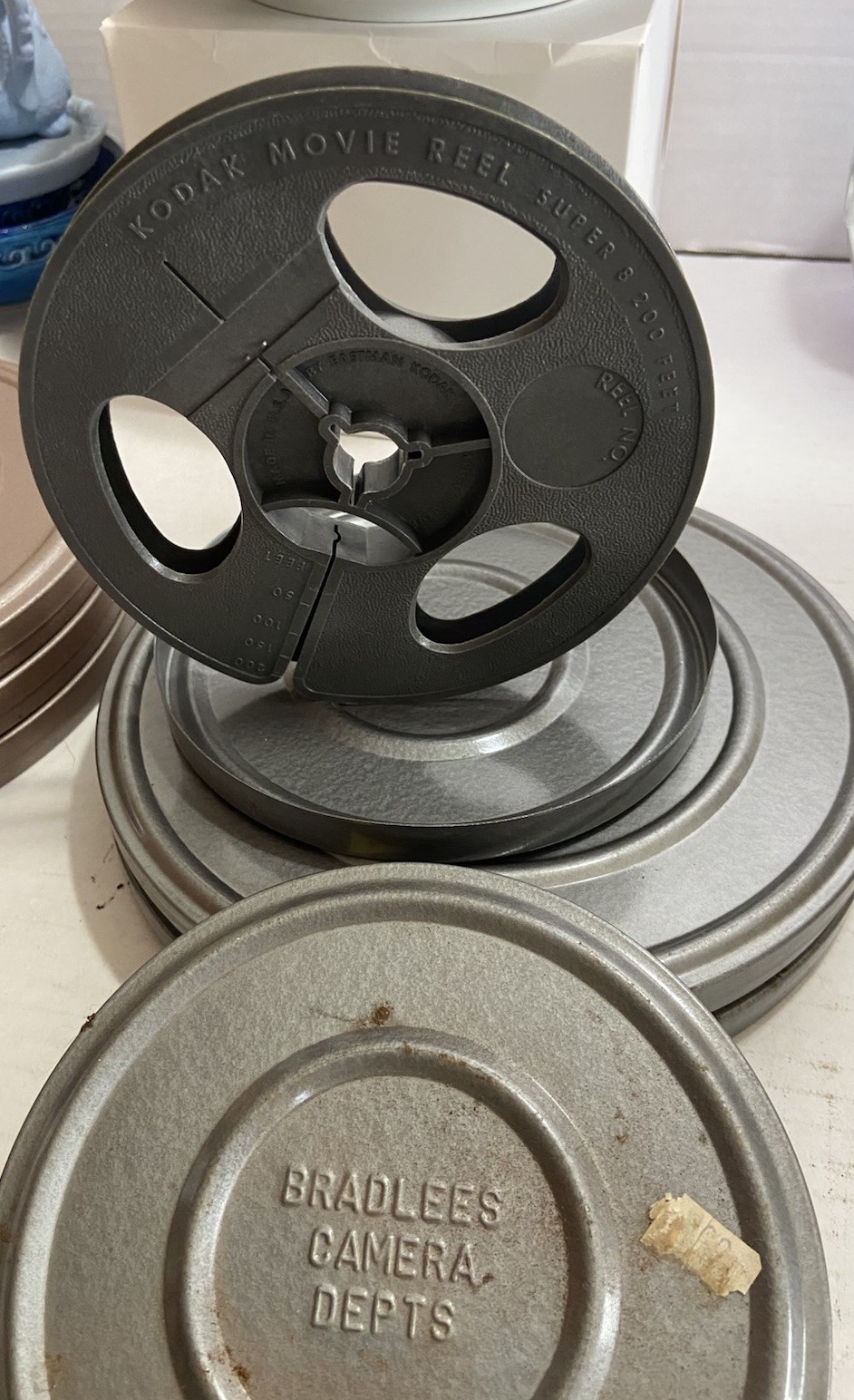 Vintage 8mm Film Metal Reel & Cans 5 Ea 7” And 1 Ea 5” 1960’s/70’s