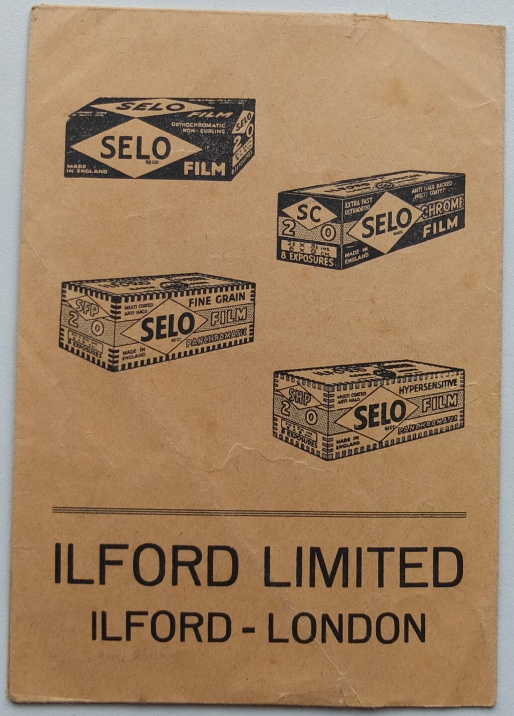 Ilford London Advertising Envelope for Photos & Films Estonia Tartu 1920-30’s