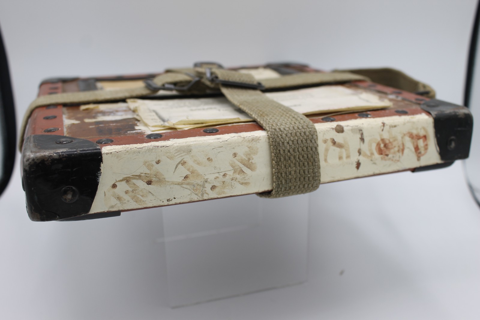 Vintage Film Shipping Box – United World Films – Fiberboard w/ Straps & Handle