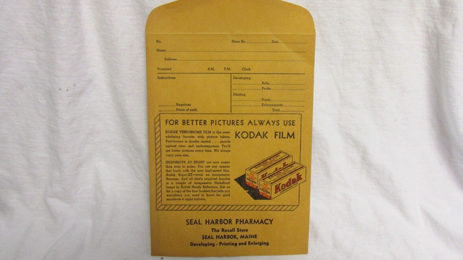 VINTAGE 1940s KODAK FILM RETURN ENVELOPE
