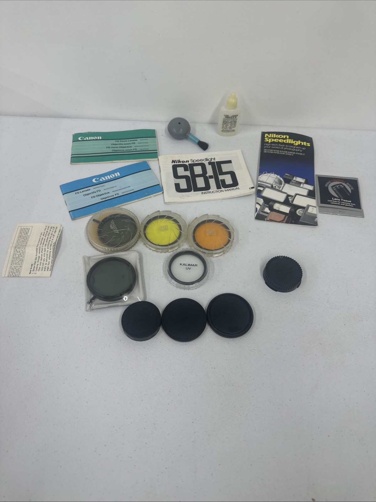 Vintage Camera Parts Accessories Canon Nikon Filters Caps Manuals Hoya Tiffin