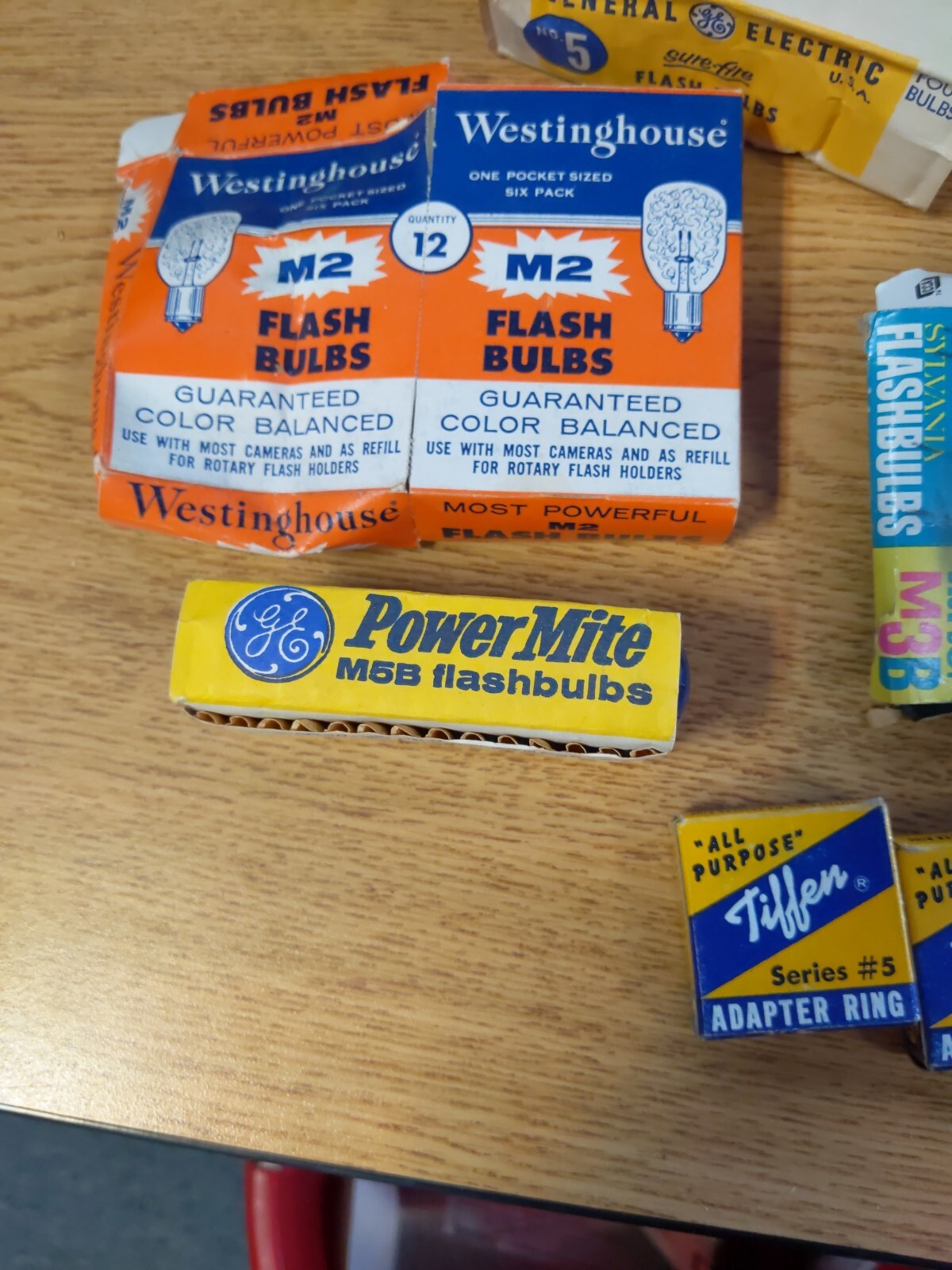VTG MIXED LOT Flash Bulbs G E SYLVANIA TIFFEN FILTER BLUE DOT CAMERA PHOTO