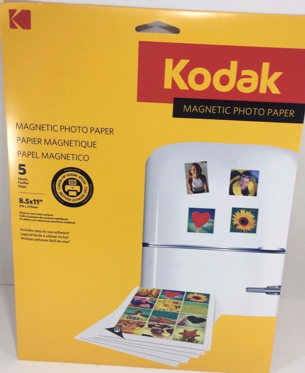 Kodak Magnetic 5 x Photo Letter Size Color Photographic Paper – 8-1/2 x 11”