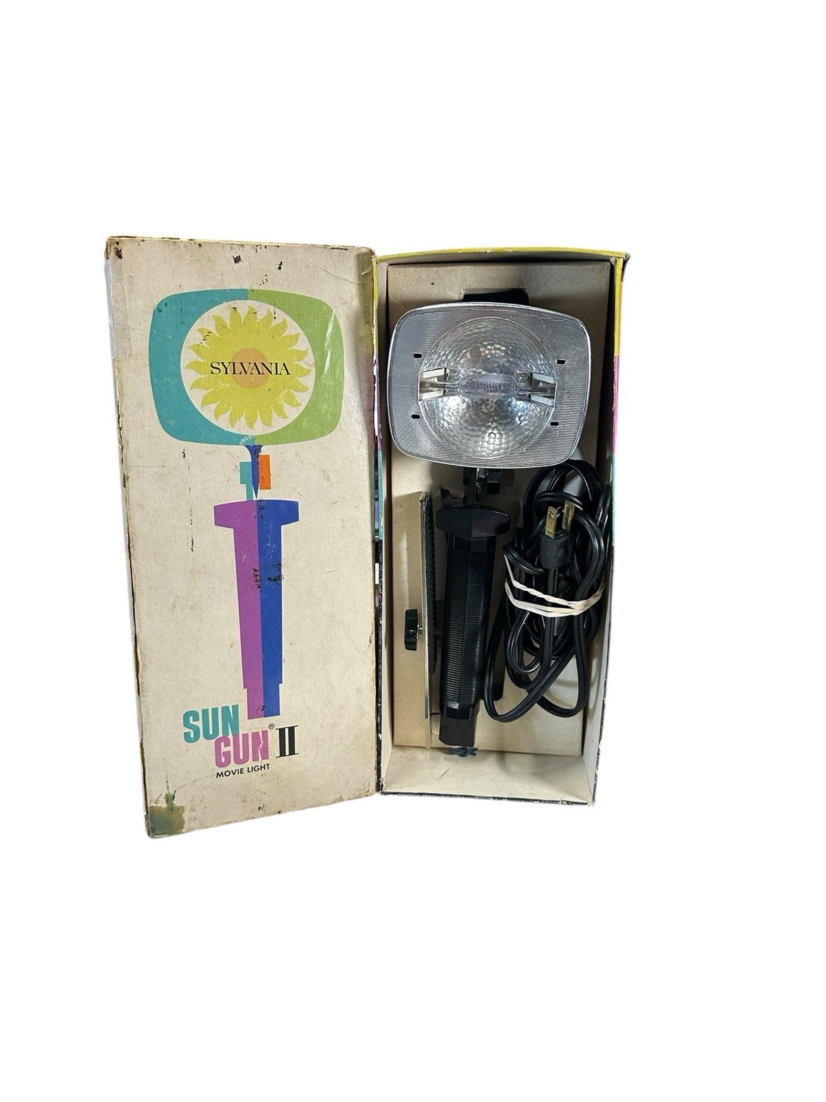 Sylvania Sun Gun II SG-55 Movie Light Vintage 120V Works w/ Box & Manual