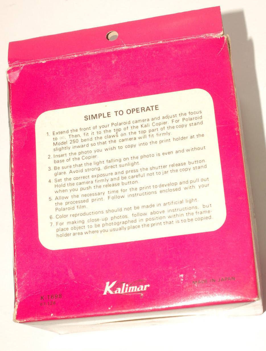POLAROID KALI-COPIER~KALIMAR~K-1698~WORKS W/POLAROID 300,200,100 CAMERAS