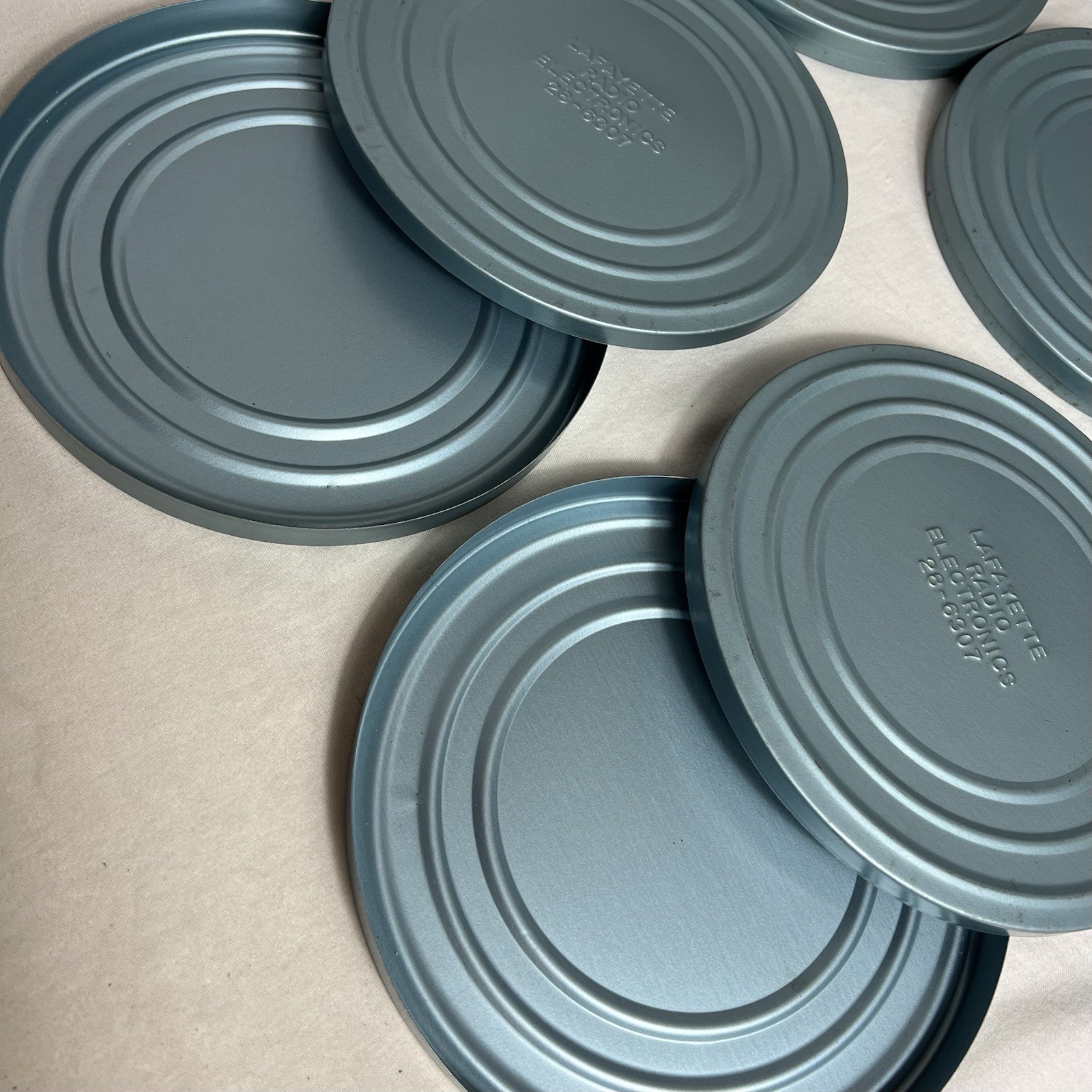 Lafayette Radio Electronics 28-6307 & Sound Tape Metal Film Reel Canister Tins