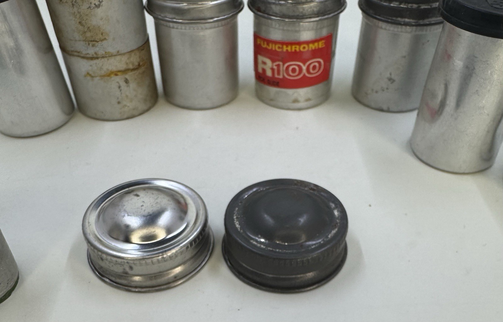9x metal film canister for 35mm film, Kodak And Unbranded + 2 Lids